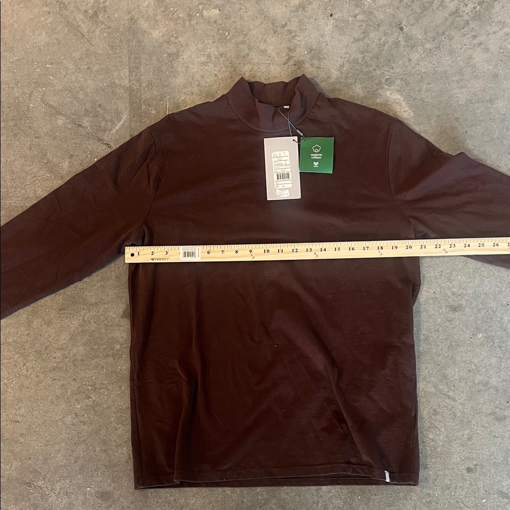 Brown Long Sleeve Shirt Mock Turtle